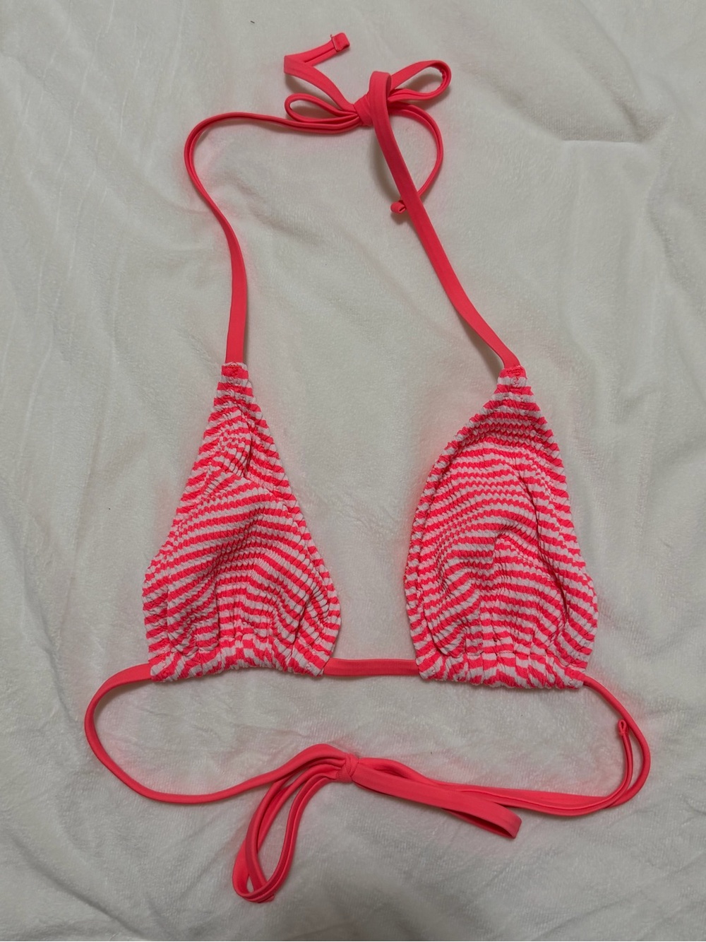 Aerie Peach Striped Triangle Bikini Top